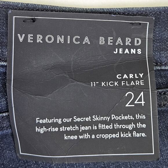 Veronica Beard Women 24 Carly 11" Kick Flare Jean Dark Wash Blue Modern Designer - Picture 14 of 16